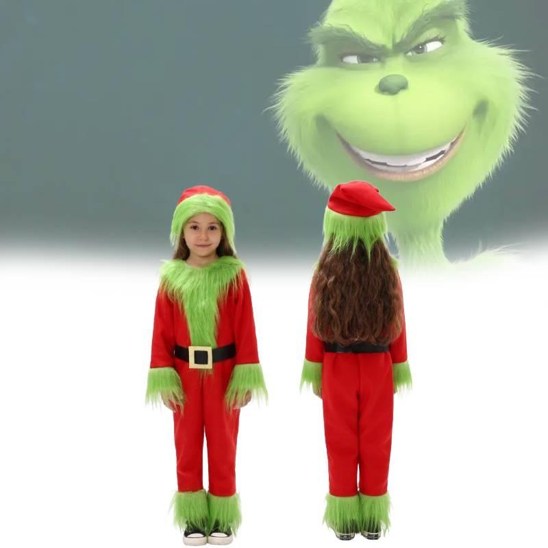 Adorable Christmas Grinch Costume For Kids In Soft Polyester For Festive Celebrations