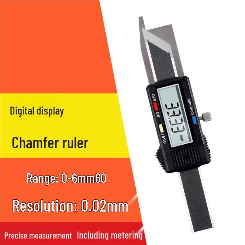 High-Precision 45° Chamfer Ruler & Digital Vernier Caliper, 0-50mm Stainless Steel Angle Gauge