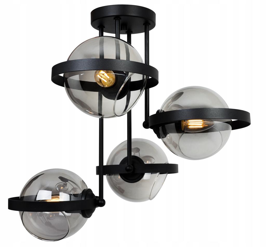 MODERN GLASS HANGING LAMP GRAPHITE RING