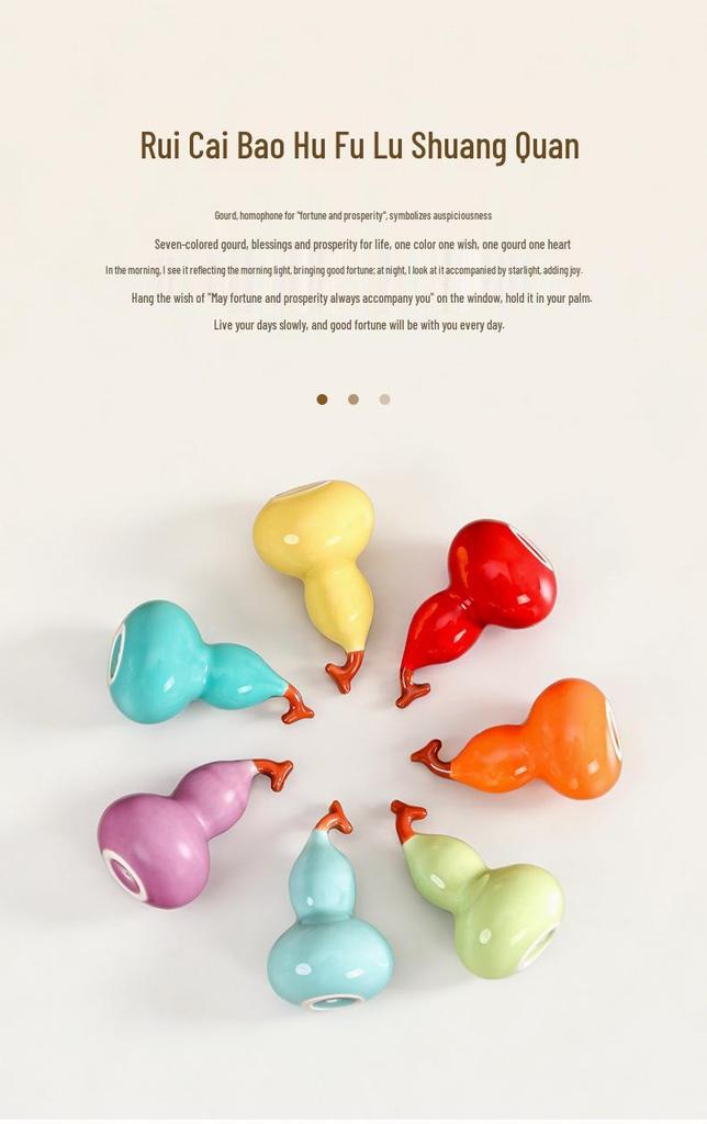 Charming Chinese-Style Ceramic Gourd Gift Set - Colorful, Creative Ornaments for Home & Souvenir