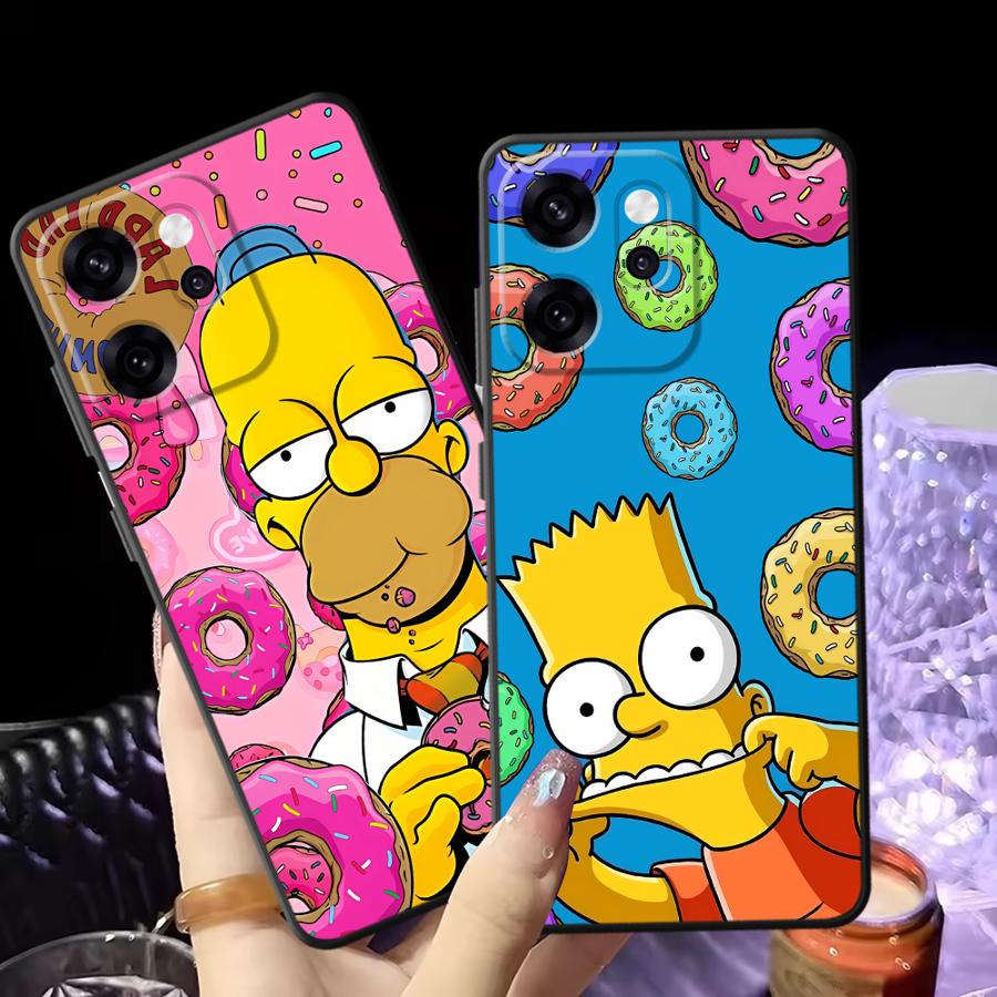 Phone Cover Case for Oppo A76 F9 F11 F29 A93 A98 A96 A74 A84 A78 Reno 4F 5 6 7 8 10 11 14 A83 S-simpsons Donut