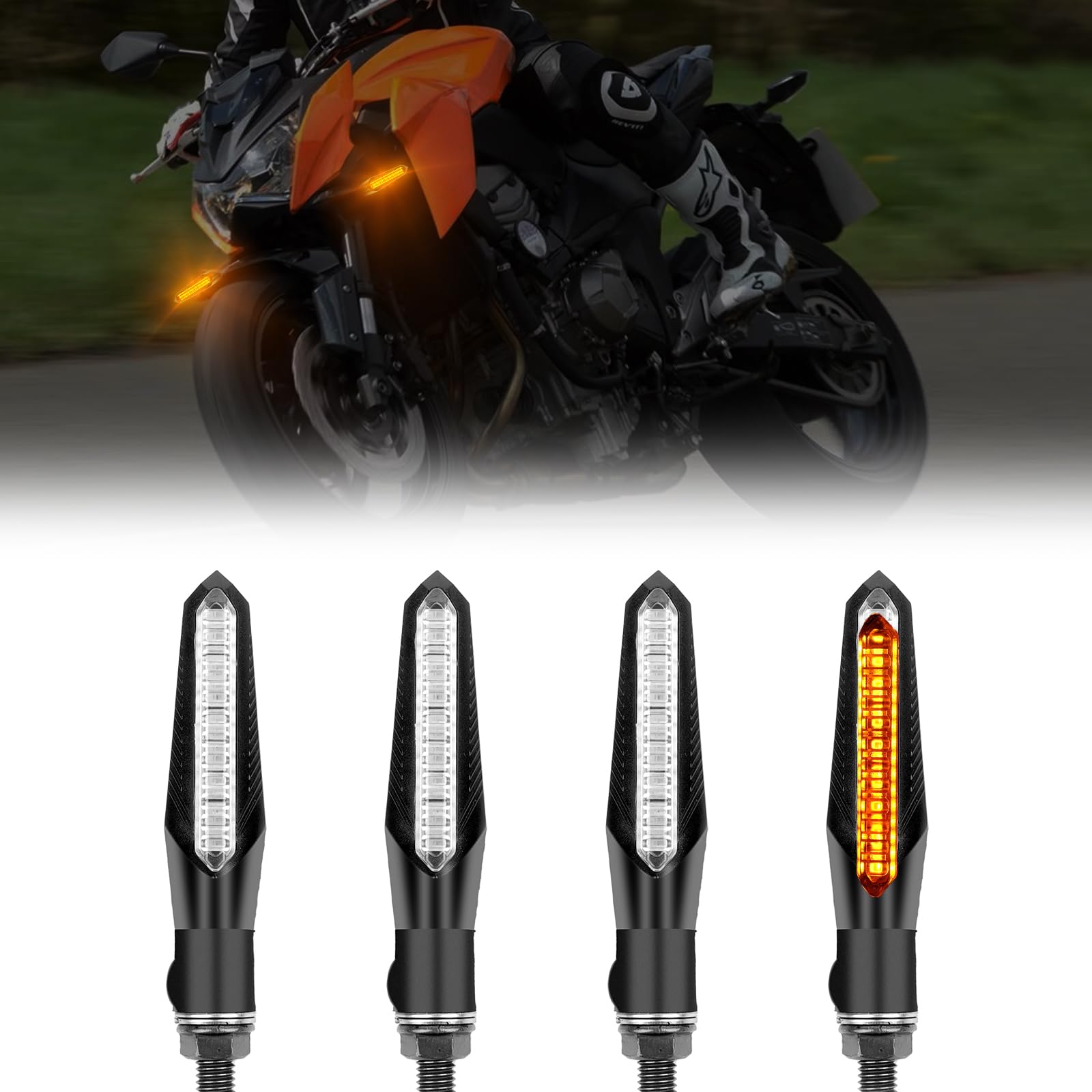 

Gempro Motorcycle Flashing Turn M8 Thread LED Turn Genuine Yamaha Suzuki 2013 Model Vehicle Inspection High Set of 4 with Clear Lenses Signals,