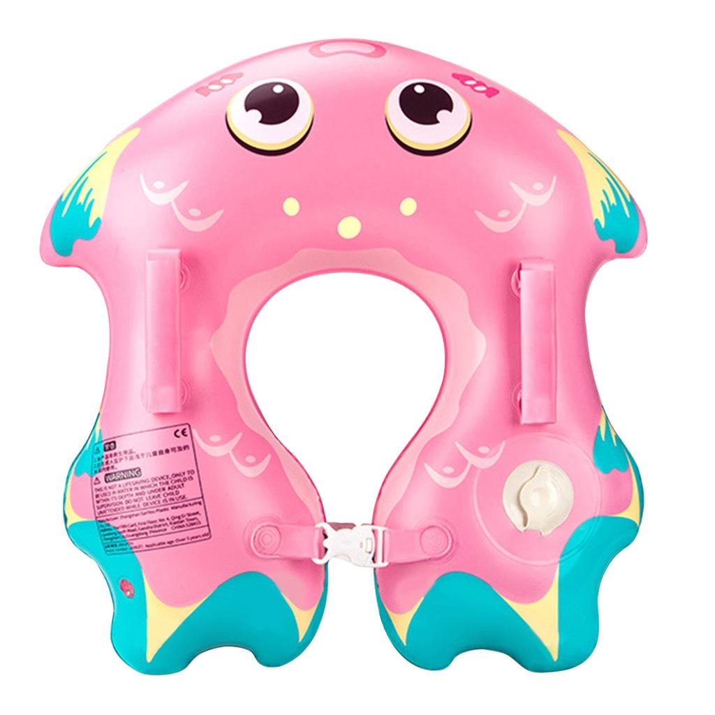 Aufblasbarer Baby-Nackenschwimmring für Schwimmsicherheit Verstellbares Aufblasdesign per Knopfdruck Anti-Kipp-Baby-Schwimmring mit Griffen und Sicherem Verschluss