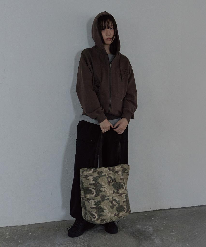 Tony Lawrence Applique Zip-Up Hoodie Brown