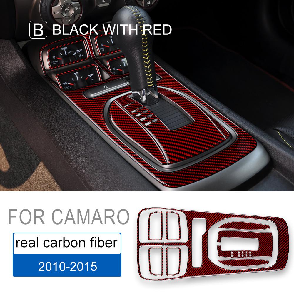 For Chevrolet Camaro 2010 2011 2012 2013 2014 2015 Real Soft Carbon Fiber Accessories Interior Trim Car Gear Shift Panel Sticker