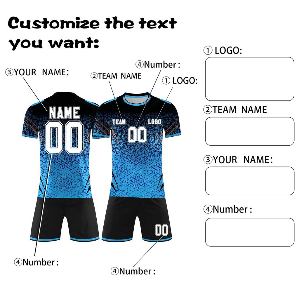 Custom DIY Two Piece Jersey Set Short Sleeve Shirt and Shorts Personalized and Number for Sports Team Uniforms