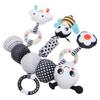 Bed Hanging Toy Handmade Plush Stuffed Animal Hanging Toy with Wind Chimes Black and White