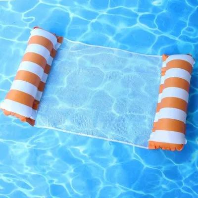 Summer Swim Inflatable Floating Water Mattresses Hammock Stripe Lounge Chairs Pool Water Sports Toys Floating Mat Pool Toys Kids