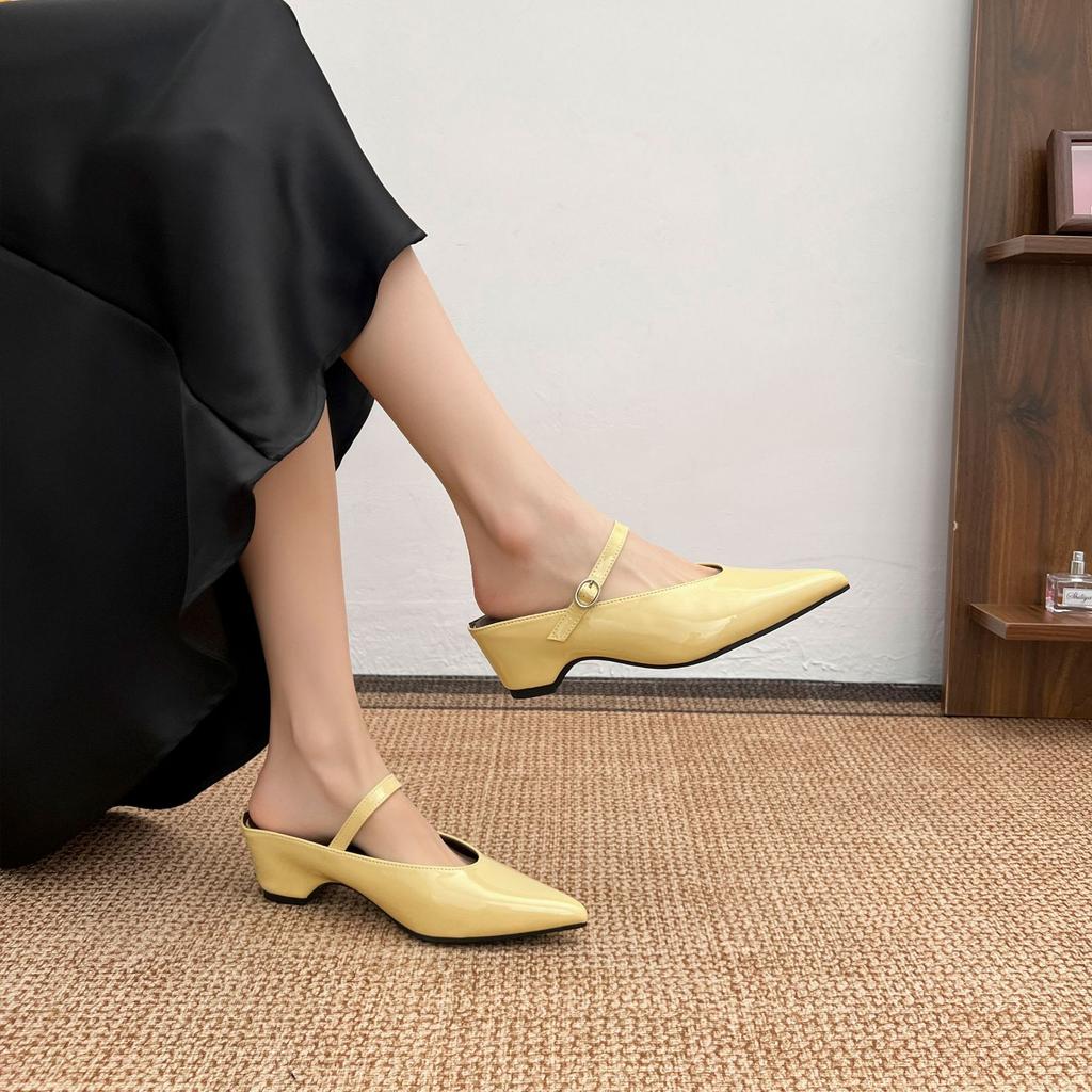 Platform shoes women's summer 2025 small platform heightening single shoes women's outer wear advanced sense half-drag Muller shoes are versatile