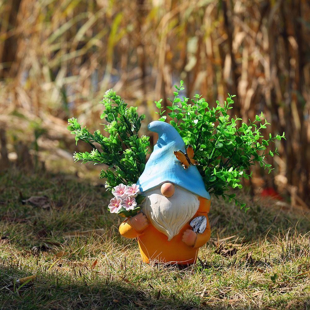 Cartoon Gnome Dwarf Flower Pot Cute Hydroponic Flower Holder Crafts Dwarf Statue Vase  Living Room