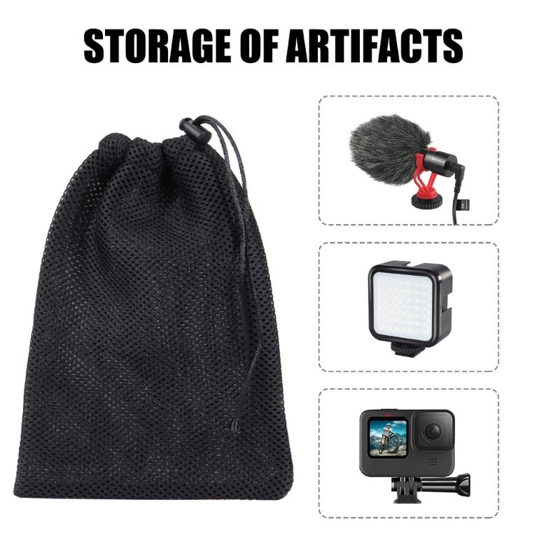 Breathable Mesh Organiser Pouch for Sports Camera Gear Nylon Camera Accessories Storage Bag for Travel Adventure