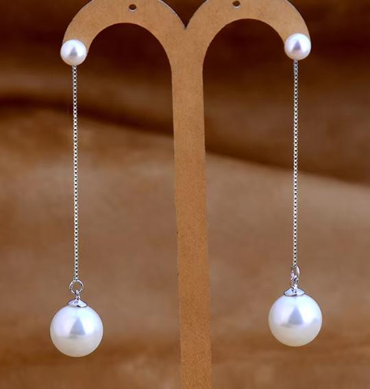925 Silver Long Pearl Earrings for Women Ladies Statement Jewelry Korean Earrings Pendientes Brincos