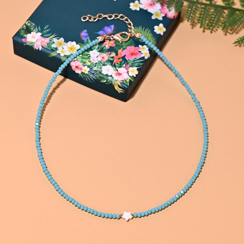 

Shell Star Crystal Choker Star Necklace for Women Fashion Bead Collares Summer Jewelry Accessorie Round Beads Jewelry Making темно-синього кольору
