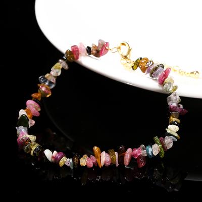 JD – Bracelet en pierre naturelle mixte Tourmaline gravier, chaîne porte-bonheur pour femmes, bijoux à la mode, puce réglable, cadeaux Chakra de Yoga