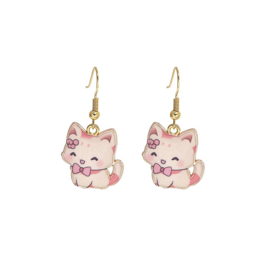 Cute Cartoon Kitten Earrings - Fun, Creative, and Fashionable Animal Drops In Japanese and Korean Styles for European and American Tastes.