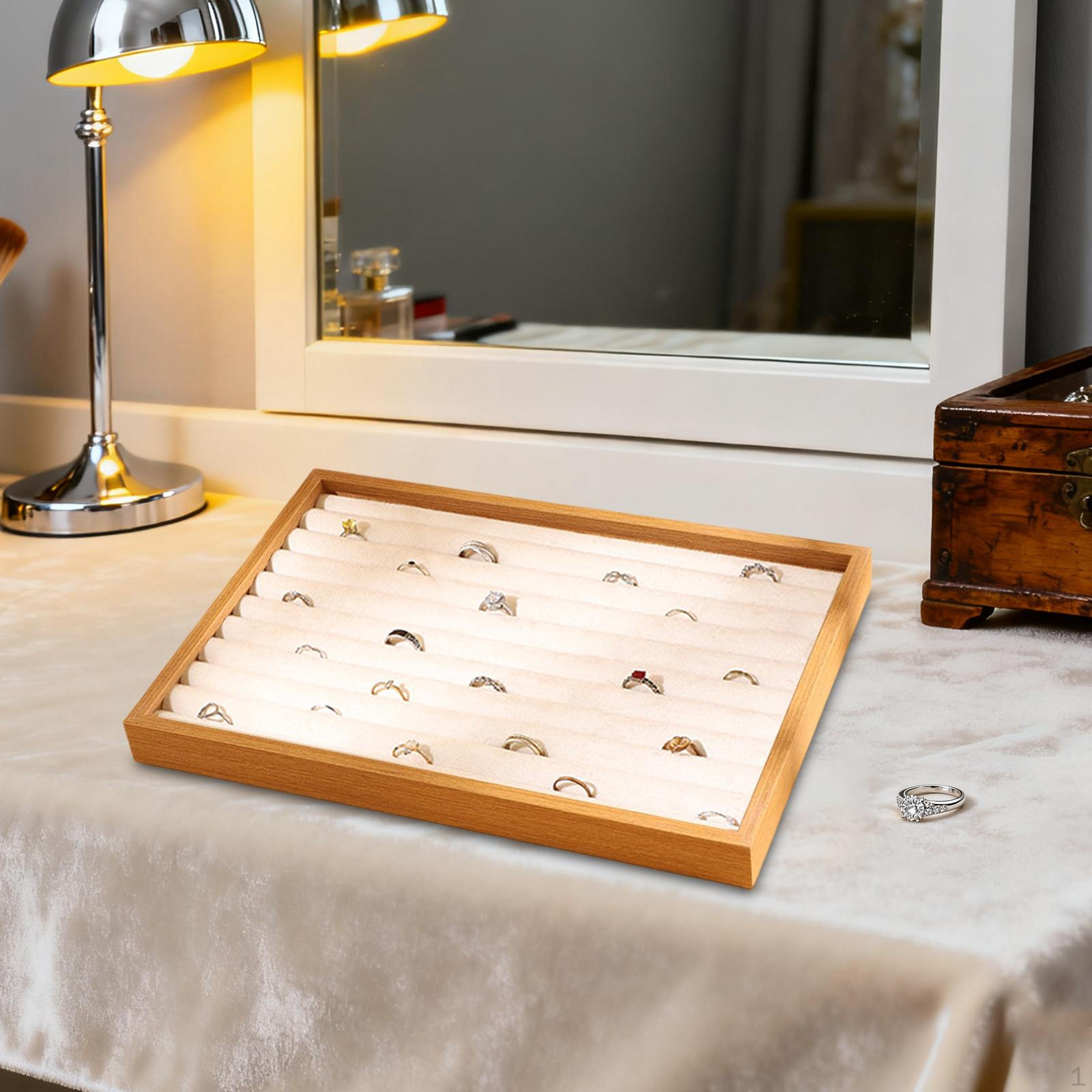 

Display Tray Organizer Ornament Holder Portable for Girlfriend Her Daughter Mom Beige White