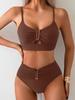 Vzvn Sexy Solid High Waist Bikinis Set Women Split Swimsuit Beach Brazil Bikini 2026 New All Season Backless Bikinis 2 Piece Set