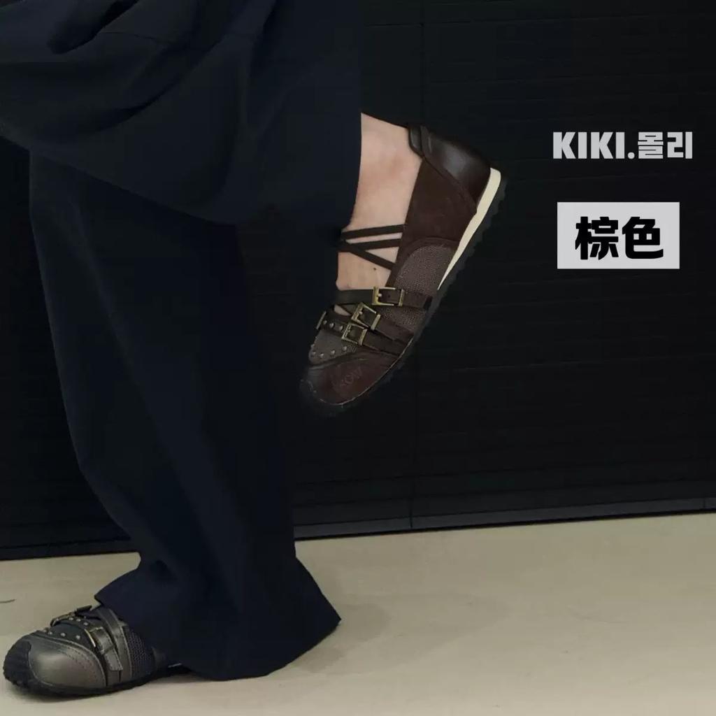 Baletflīzes sieviešu jaunas ādas retro vienas kurpes iekšējais augstuma palielinājums kniedes sekla mute Mary Jane kurpes