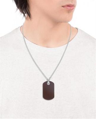 Halskette - - Magnum 15108C01011 - Braunes Leder - Stahl - 50 cm