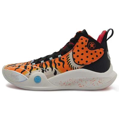 Li Ning CJ-1 McLemore 1 Zapatillas de Baloncesto de Caña Media Duraderas Antideslizantes para Hombre Zapatillas Deportivas Negro Naranja ABAR019-25