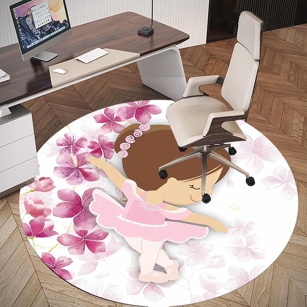 1pc Ballerina, Flowers Round Chair Mat Area Rug - Non-Slip, Floor Mat for Office, Bedroom, Home Decor Christmas Gift P0811428