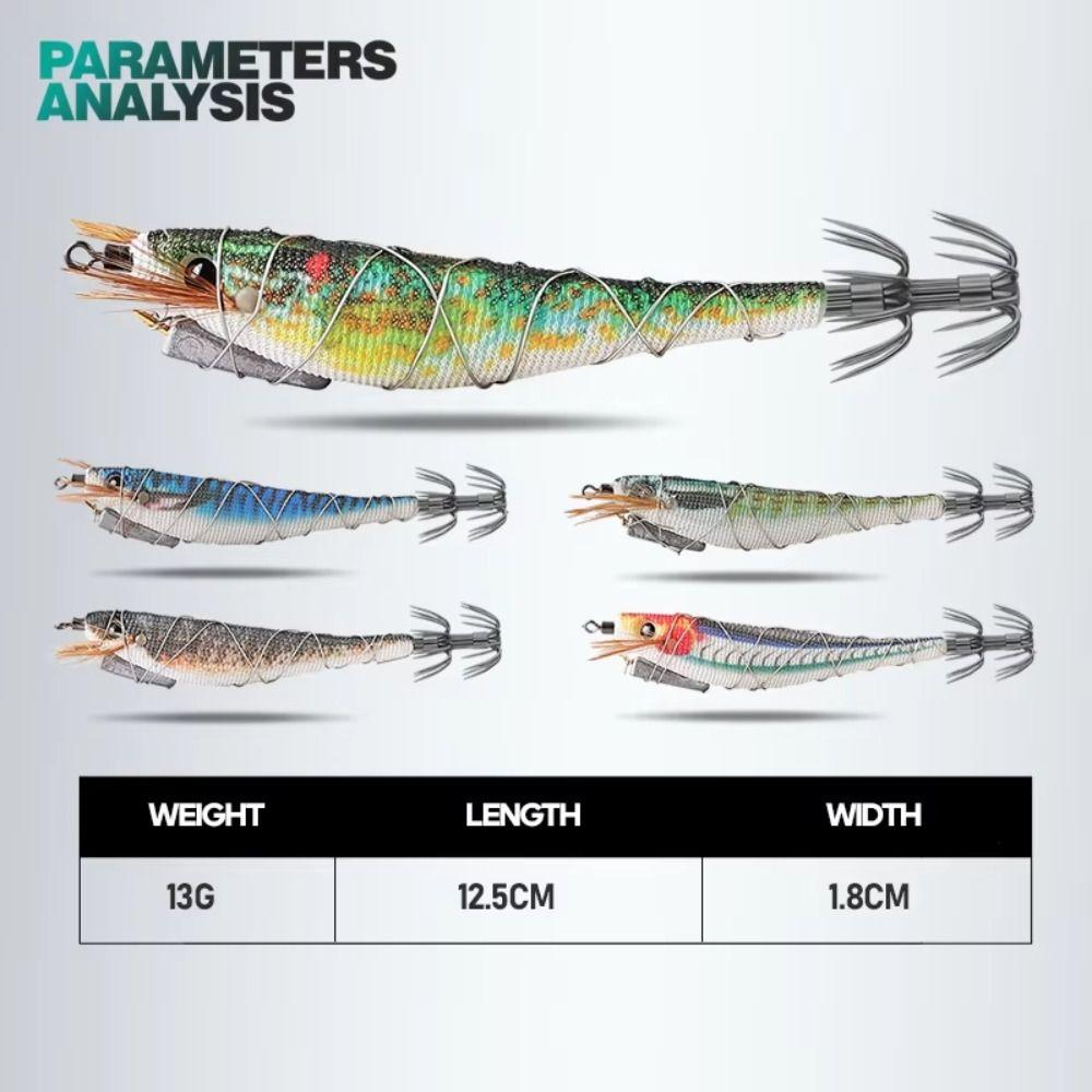 Plastic Metal Wire Wood Shrimp Multicolor Octopus Lure Durable Fishing Bait  Fishing