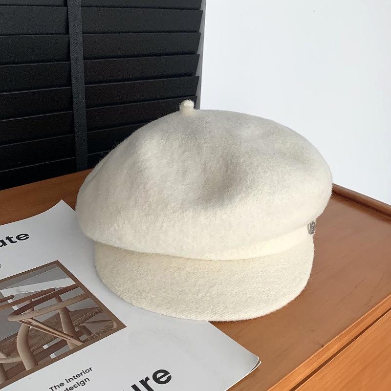 Wool octagonal hat women's autumn and winter feeling beret winter newsboy hat hat