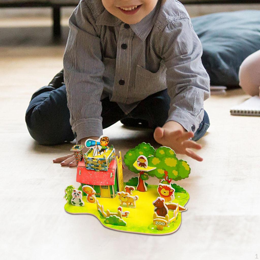 3D House Puzzle for Girls, Child Aged 6-12, Paper Cardboard Mini Craft , Creative DIY