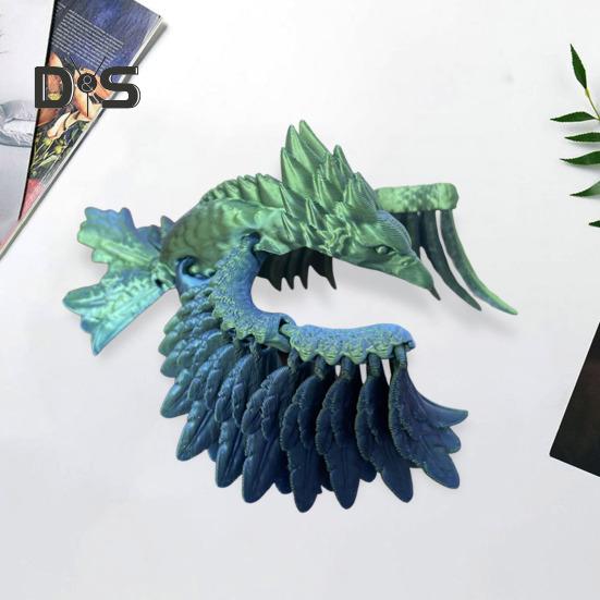 3D Printed Phoenix Figurine Movable Joints Colorful Bird Figure Articulated Animal Model Fidget Toy Home Office Desktop Decoration Ornament