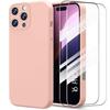 Silicone Case + 2 Tempered Glasses for iPhone 16 Pro - Ultra Slim Soft Protection Pink