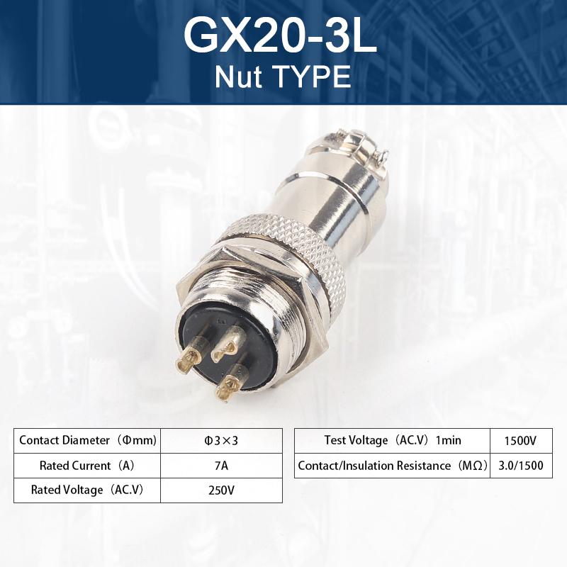 GX20 Nut Type  Male &Female Aviation Plug Socket Connector 2/3/4/5/6/7/8/9/10/12/14/15 PIN Cable Joint  Aviation Plug Connector