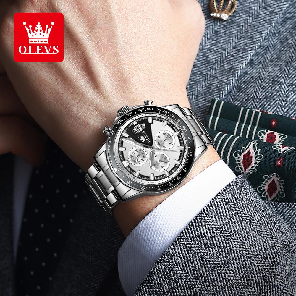 OLEVS TY705 Men's Watches Chronograph Stainless Steel Waterproof Business Multi-functional Original Exclusive Wristwatch for Men