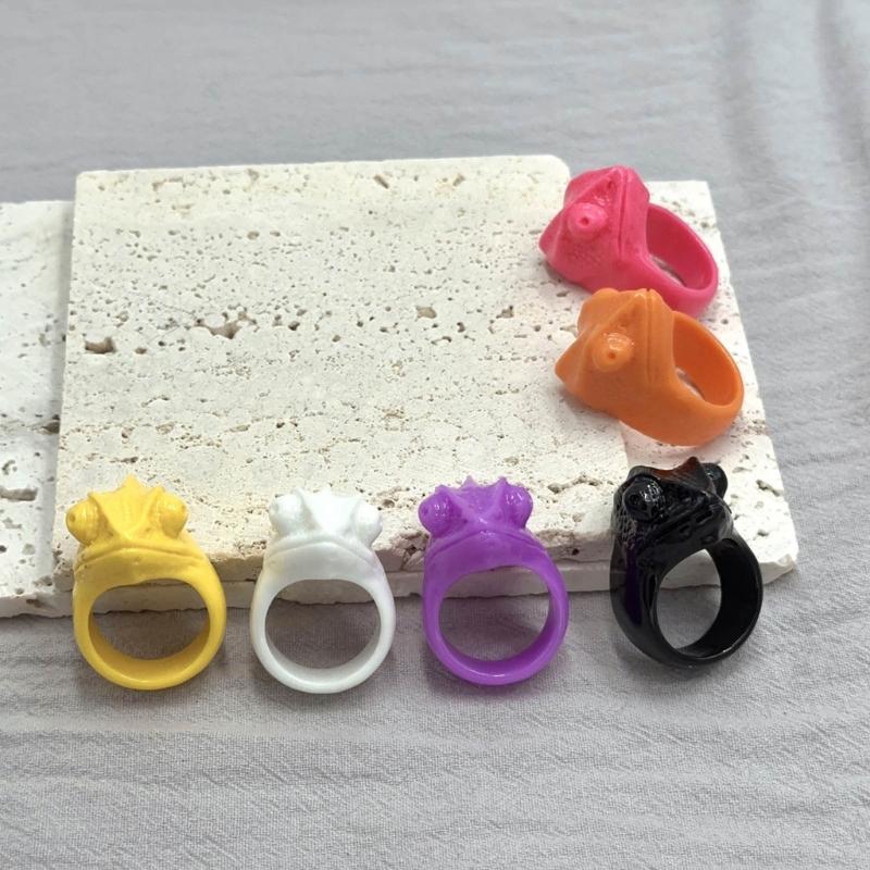 Mode Bunte Bonbonfarbe Fingerring Tier Eidechsenmuster Harzring Persönlichkeitsschmuck Für Unisex Accessoire Geschenk
