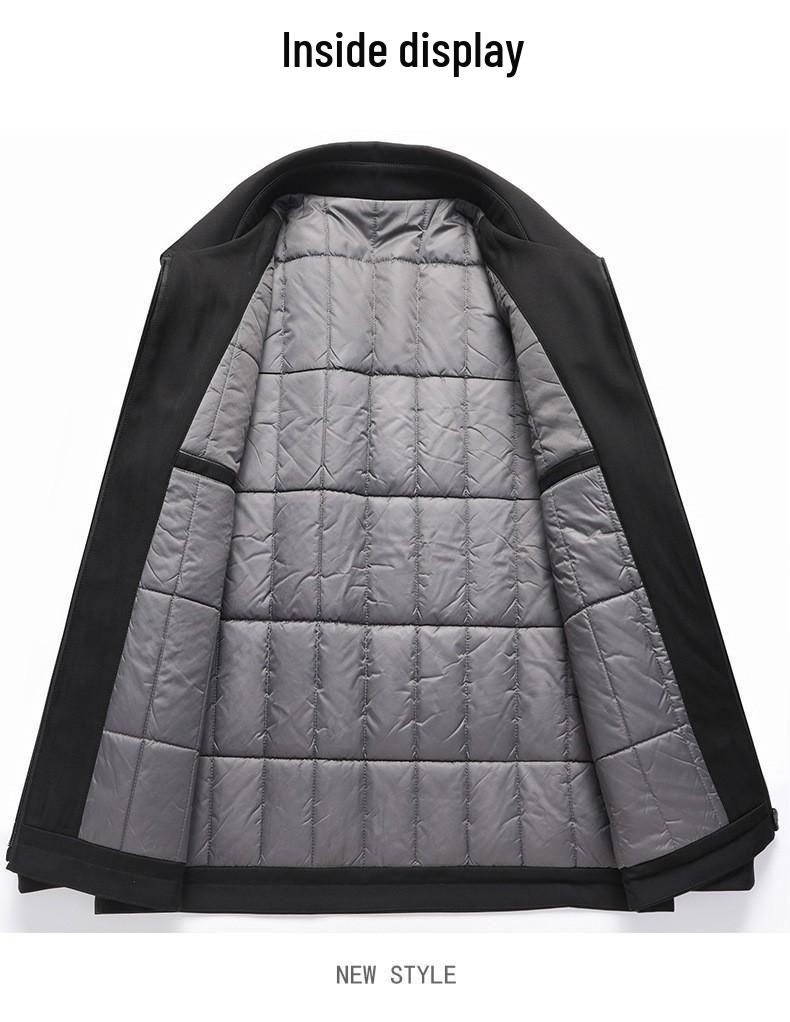 Men's Winter Casual Lapel Cotton Jacket - Middle-aged & Elderly, Thickened Fashionable Dad Coat, Business Style