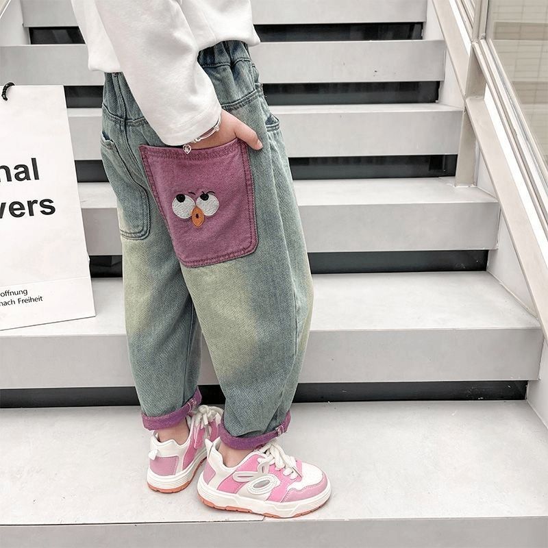 Girls' Pants Spring and Autumn Children's Jeans Versatile Pants Stylish Baby