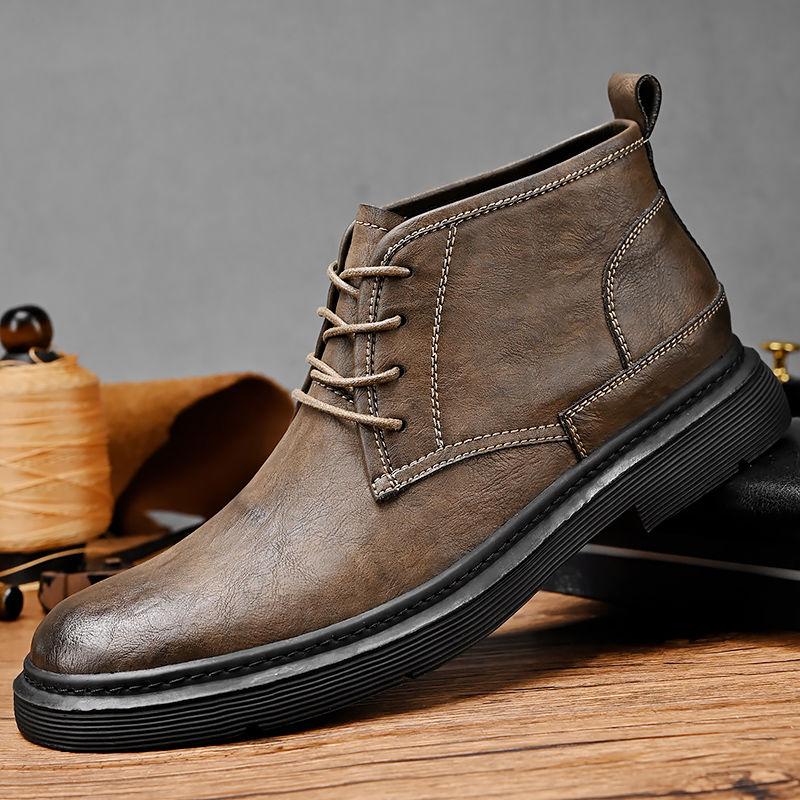 

Мужская кожаная обувь Ретро-сапоги Высокие кожаные туфли 45