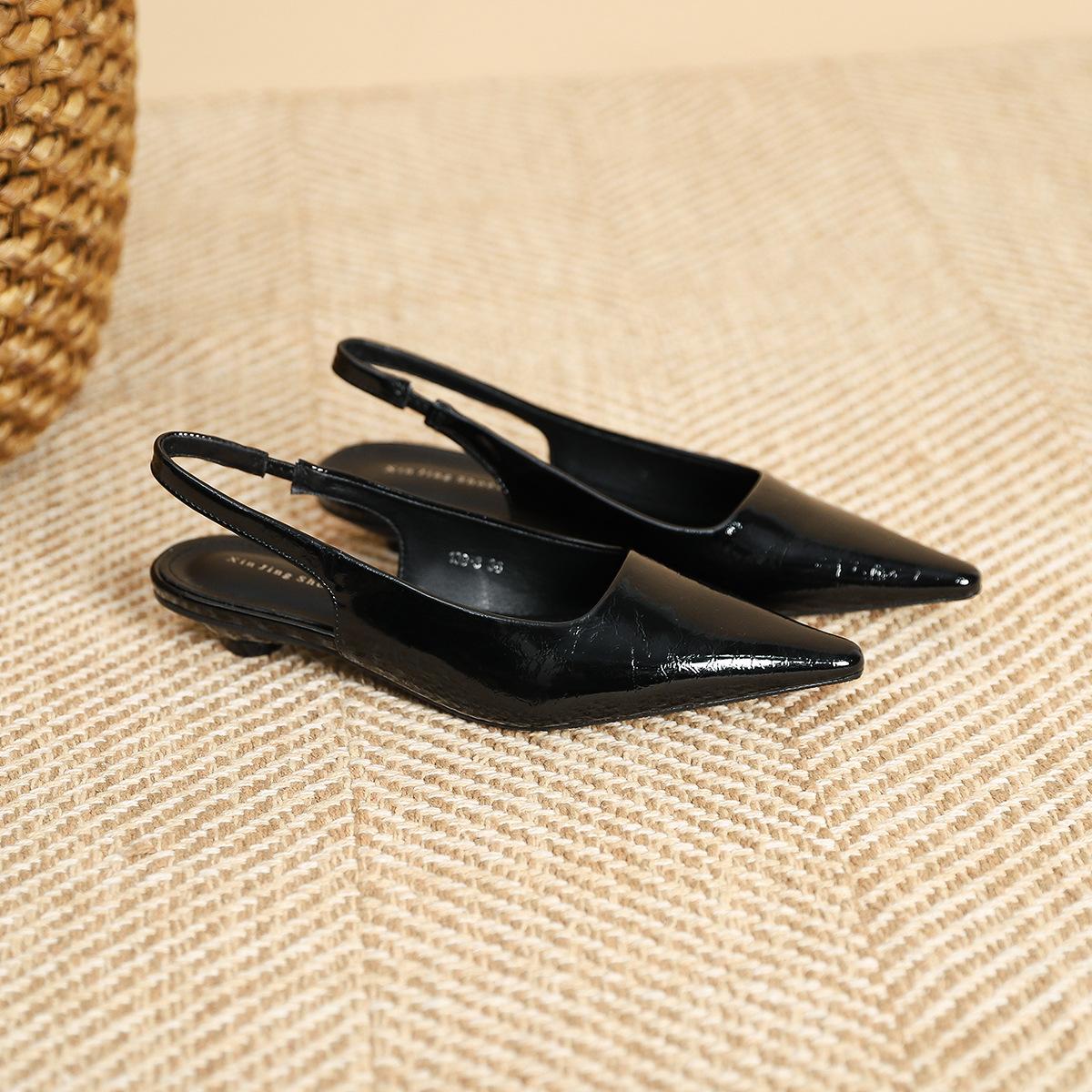 

139-3 temperament pointed trip strap single shoes spring new thin shallow mouth low heel shoes women s flat shoes 35 чёрный