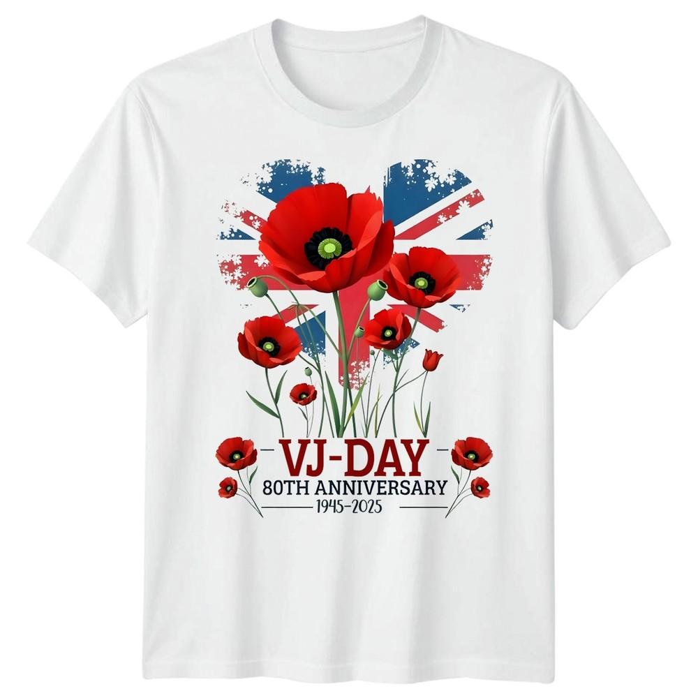 

VJ Day 80th Anniversary T-Shirt, UK Union Jack, WWII Remembrance, 1945 - 2025 #4 L