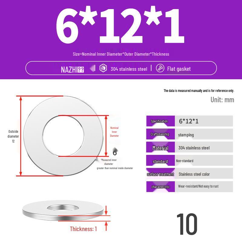 Thickened 304 Stainless Steel Flat Washer Spacer (M4-M8)