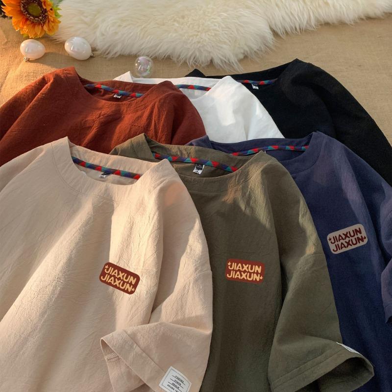 Mens Fashion Loose Crew Neck Short Sleeve Casual Daily Summer T Shirt