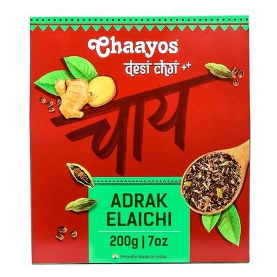 Tè Chaayos Adrak Elaichi (Zenzero e Cardamomo) - Desi Chai Patti Premium per un autentico sapore Masala | Integratore per il sistema immunitario - 200 g [100 tazze]