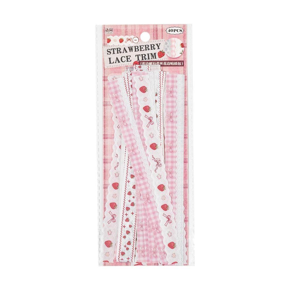 40sheets1pack Kawaii Scrapbook Stickers Lace Post Office DIY Decoration Lace Trim Stickers Self-adhesive Retro