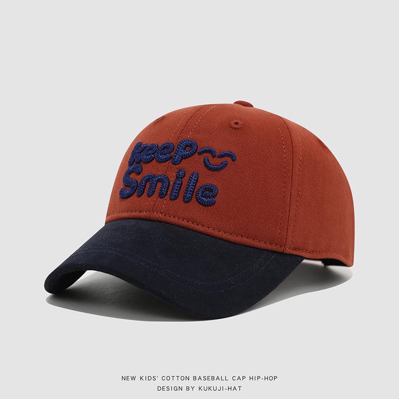 2026 Spring Unisex Baby Duckbill Hat with  KEEP SMILE  Lettering - Trendy Street Style Baseball Cap for Kids 50cm/1-3 years красный