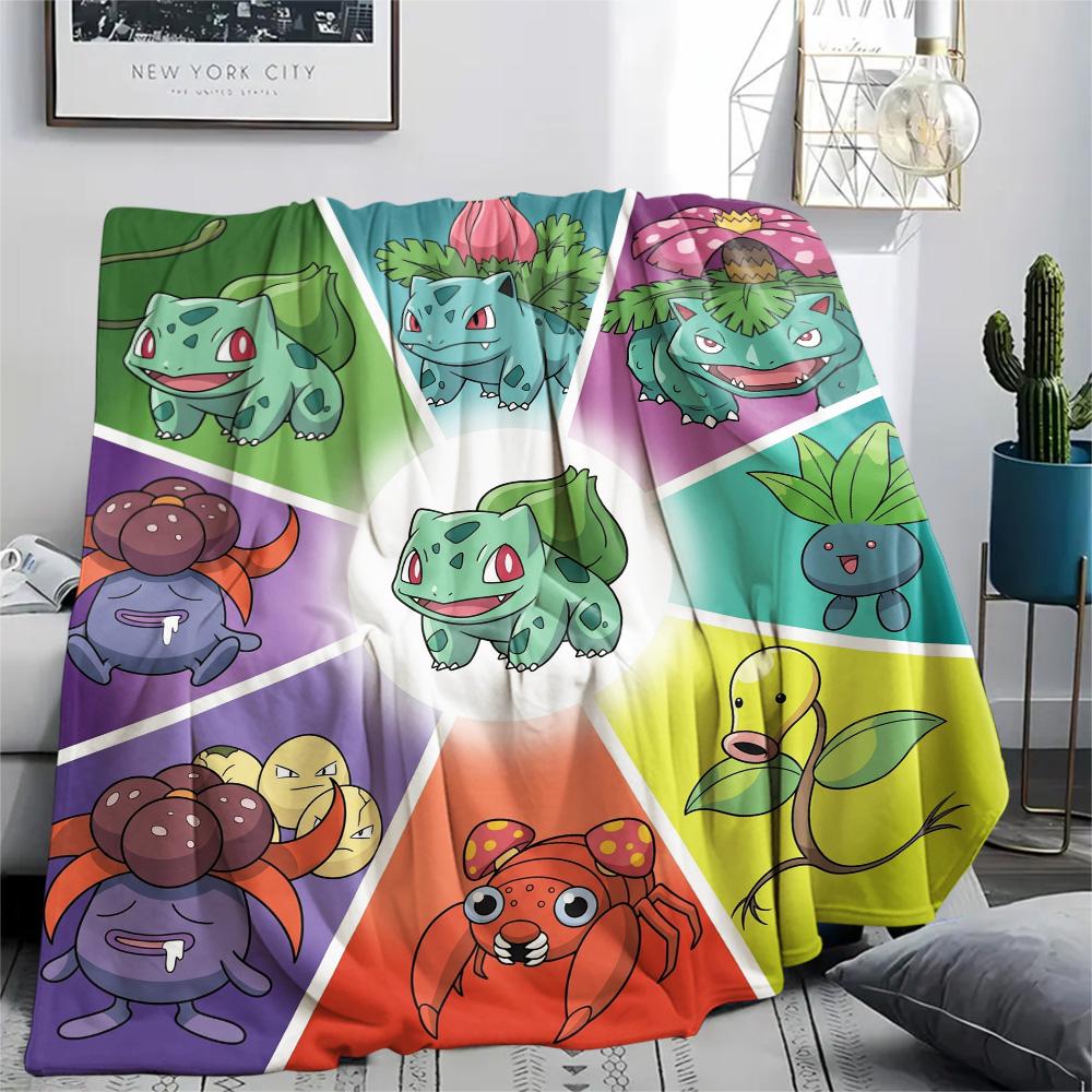 Bulbasaur Print Flannel Blanket, Ultra Soft High Quality All Seasons Warm Throw, Home Decor Cozy Blanket, Perfect Christmas Gift