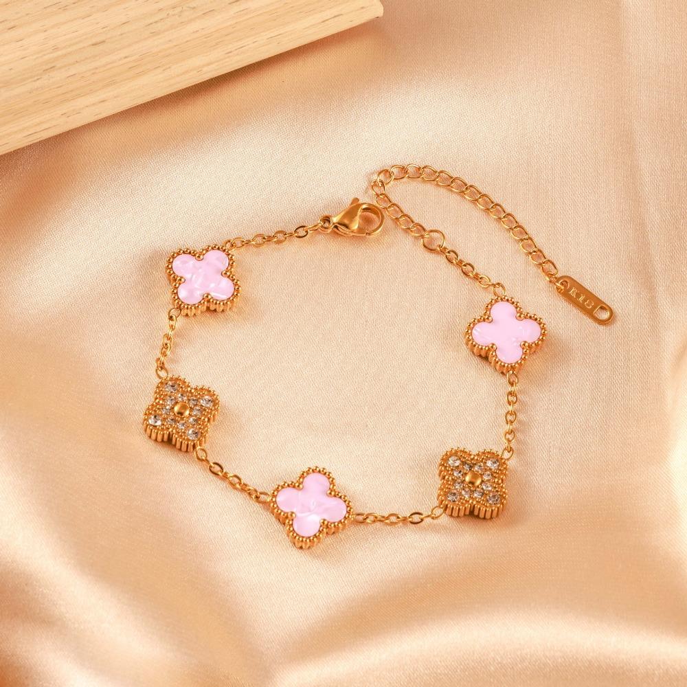 Four-leaf Clover Bracelet - Women's Luxury 18k Gold Plated Sparkling Bracelet