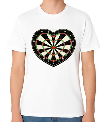 I Love Darts T-Shirt Heart Dartboard Love Design Darts Player Gift Unisex Tee
