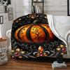 1pc Gothic Pumpkin Blanket, Lightweight Flannel Throw Blanket for Sofa, Bed, Travel, Camping, Living Room, Office, Couch, Chair, and Bed
