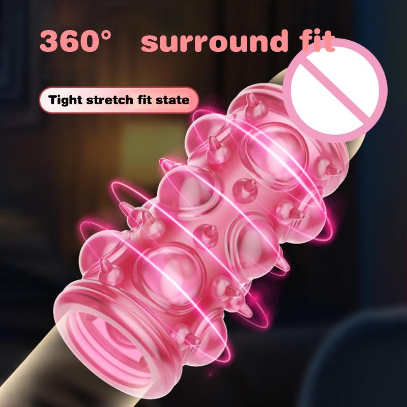 Penis Ring Extension Sleeve Delay Ejaculation Stronger Erection Massager Adult Sex Toys Supplies For Men