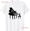 Welpen Hund Klavier Musik Und Kunst Niedlich T-Shirt vintage Gewaschen Lässig Grafik Dehnbar Vielseitig Weich Atmungsaktiv Unisex Leicht