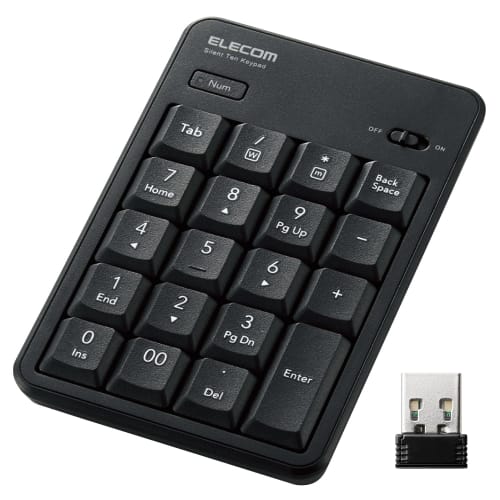 ELECOM USB Numeric Keypad Wireless Quiet Antibacterial Compatible with Windows/Chrome OS/macOS Black TK-TDM022SKBK